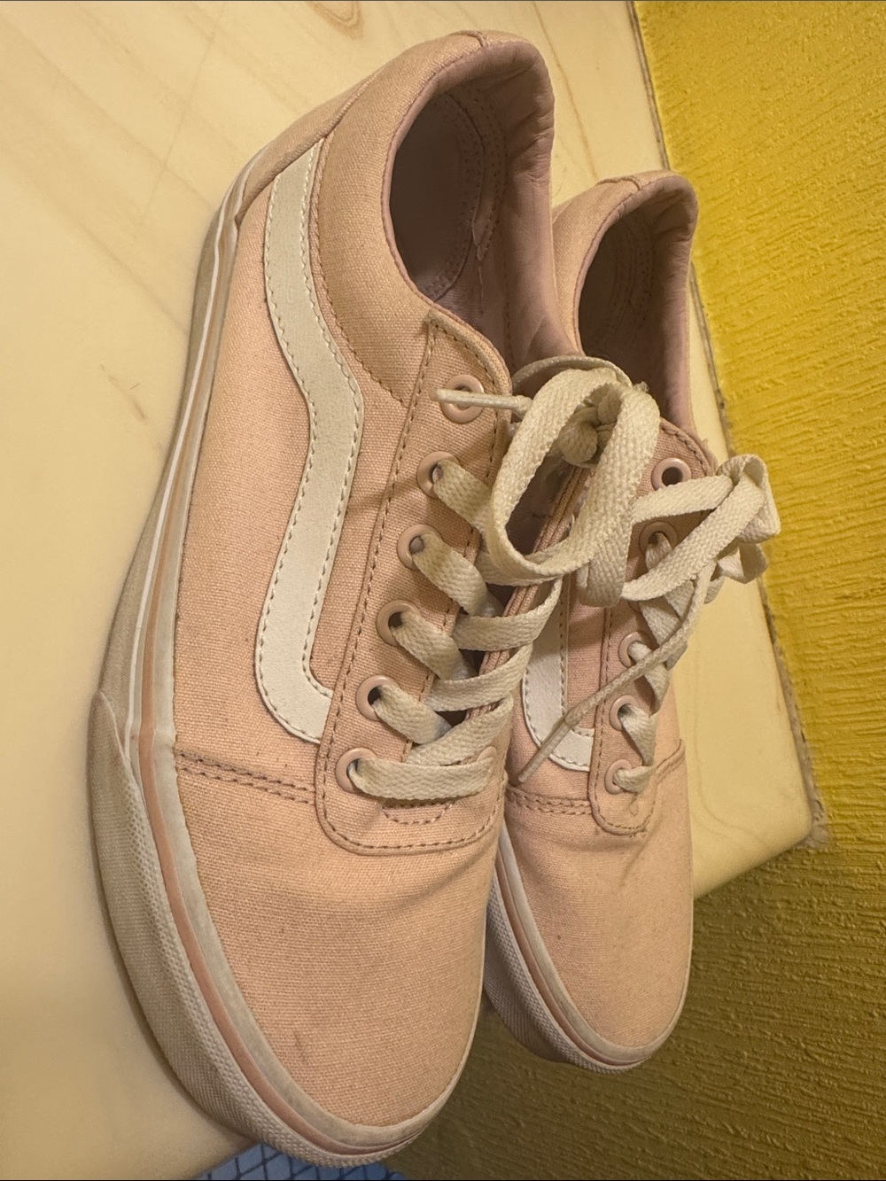 Vans Pink Canvas Low-Top Sneakers with White Stripe - Women's